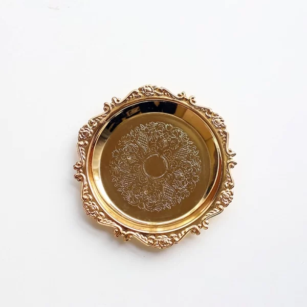Metal Shell Storage Tray Round Glass Plate Jewelry Dish Earrings Ring Display  Fruit   Desktop Decor Photo Props 6