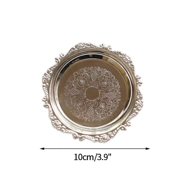Metal Shell Storage Tray Round Glass Plate Jewelry Dish Earrings Ring Display  Fruit   Desktop Decor Photo Props 5