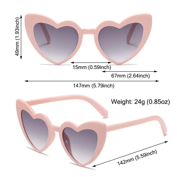 Heart-Shaped Sunglasses Vintage Trendy Street Shooting Shades UV Protection Irregular Fashion Pink Heart Sun Glasses for Women 6