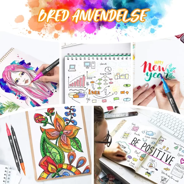 12-120 Colors Felt Tip Drawing Watercolor Art Markers Pen Dual Brush Fineliner Colouring Pen Set for Calligraphy Painting 5