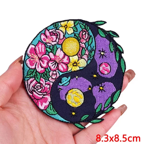 Cartoon Landscape Embroidered Patches For Clothing Thermoadhesive Patches DIY Iron On Patches On Clothes Stickers Flowers Badges 4