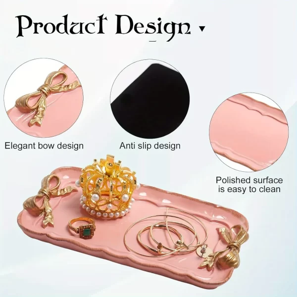 Piece Bow Tray Fruit Dessert Tray Resin Craft Cake Jewelry Storage Tray Party Decoration Tableware Candy Tray Organizer Tools 6