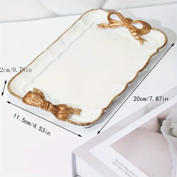 Piece Bow Tray Fruit Dessert Tray Resin Craft Cake Jewelry Storage Tray Party Decoration Tableware Candy Tray Organizer Tools 2
