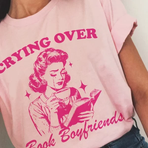 Fantasy Romance Book Boyfriends Bookish T Shirt Vintage Book Lover Graphic Tees Literature Top Gift 1