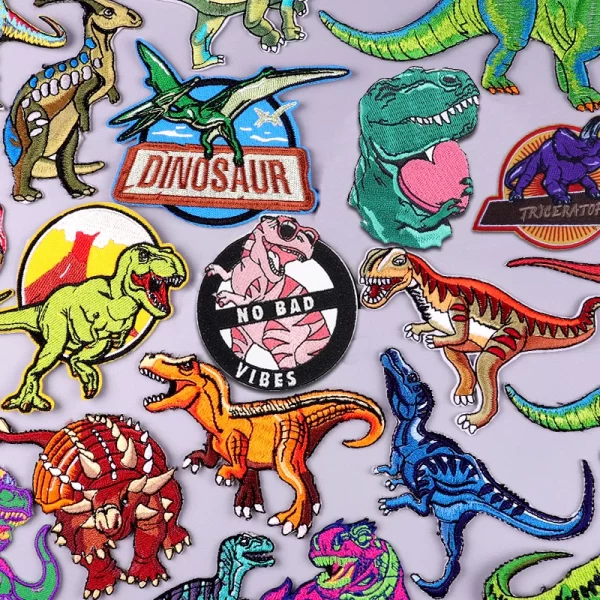 Dinosaur Embroidery Patches For Clothing Thermoadhesive Patches For Clothes Cartoon Animal DIY Iron on Patch On Clothes Stickers 1