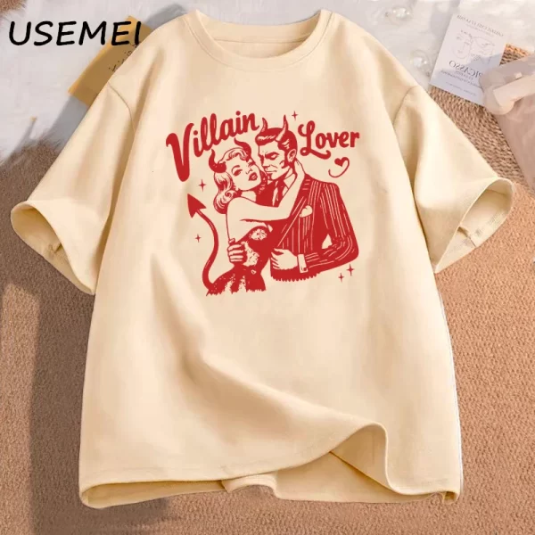 Villain Lover T-shirts Dark Romance Tee Retro Bookish Merch Graphic T Shirts Book Lover Gift YA Dark Fantasy Book Club Clothes 3