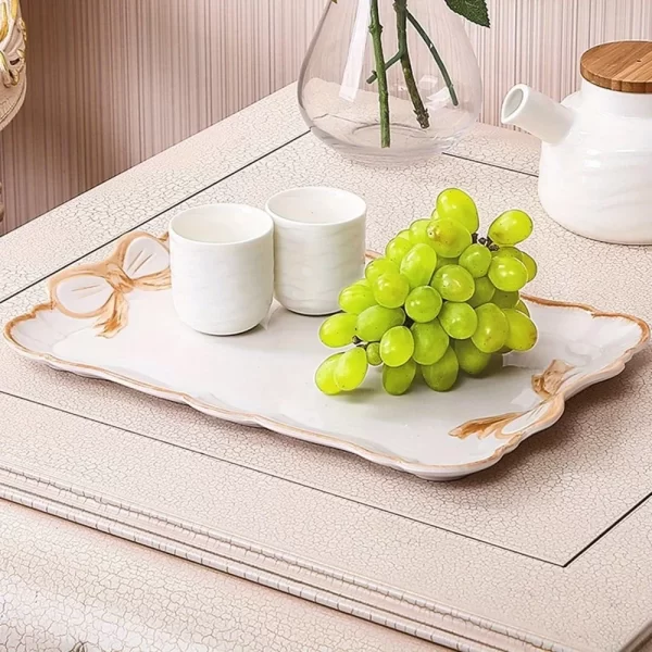 Piece Bow Tray Fruit Dessert Tray Resin Craft Cake Jewelry Storage Tray Party Decoration Tableware Candy Tray Organizer Tools 5