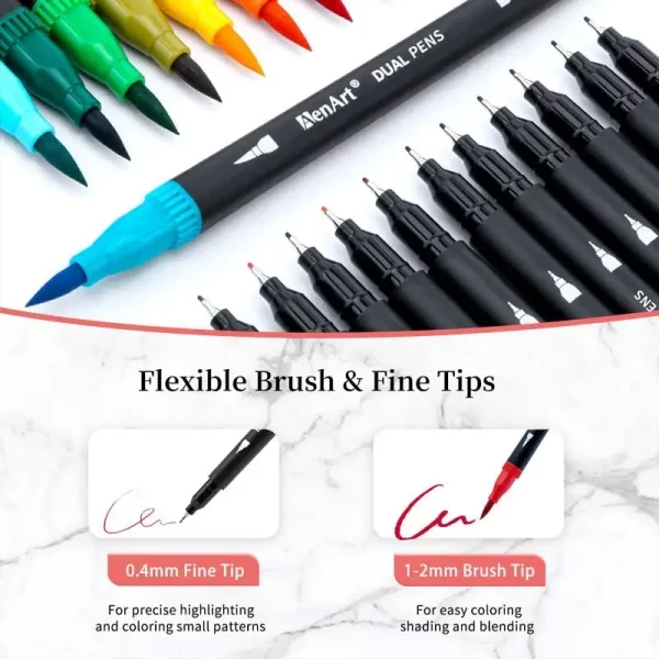 12-120 Colors Felt Tip Drawing Watercolor Art Markers Pen Dual Brush Fineliner Colouring Pen Set for Calligraphy Painting 2
