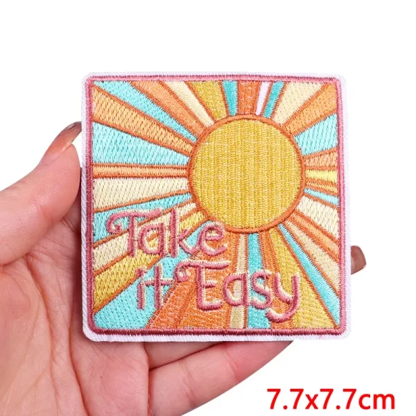 Cartoon Landscape Embroidered Patches For Clothing Thermoadhesive Patches DIY Iron On Patches On Clothes Stickers Flowers Badges 5