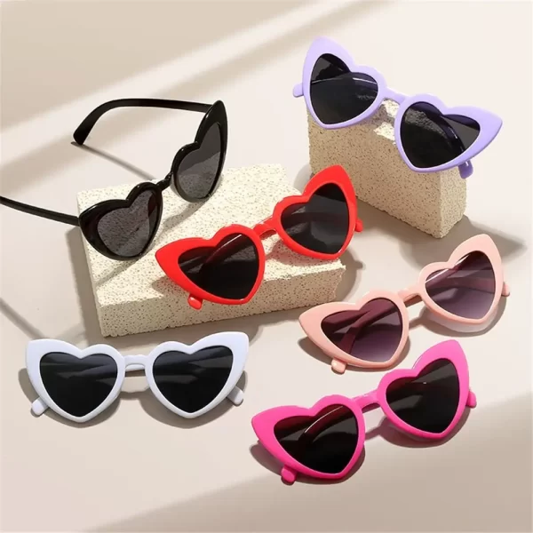 Heart-Shaped Sunglasses Vintage Trendy Street Shooting Shades UV Protection Irregular Fashion Pink Heart Sun Glasses for Women 1