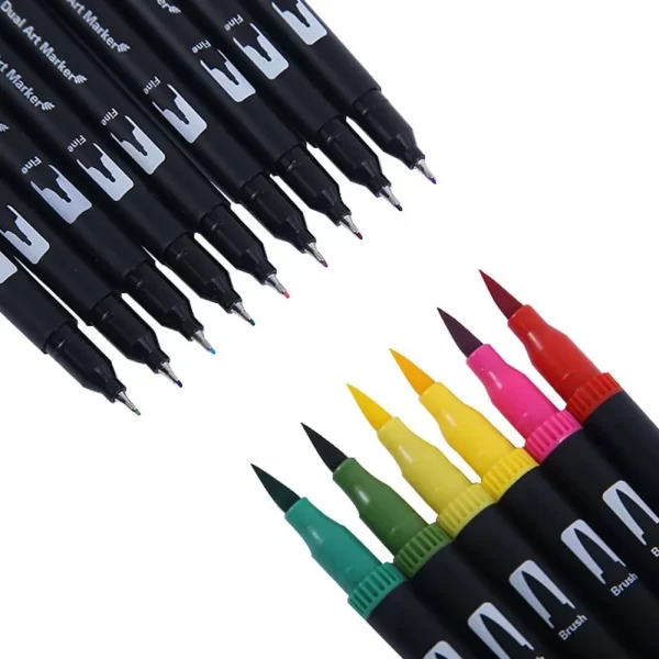 12-120 Colors Felt Tip Drawing Watercolor Art Markers Pen Dual Brush Fineliner Colouring Pen Set for Calligraphy Painting 3