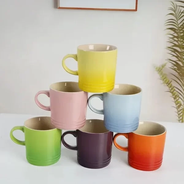 Popular Nordic Style Color Gradient Mugs Creative Macaron Mug Gradient Color Cool Color Rainbow Cup Ceramic Cups with Hand Gift 3