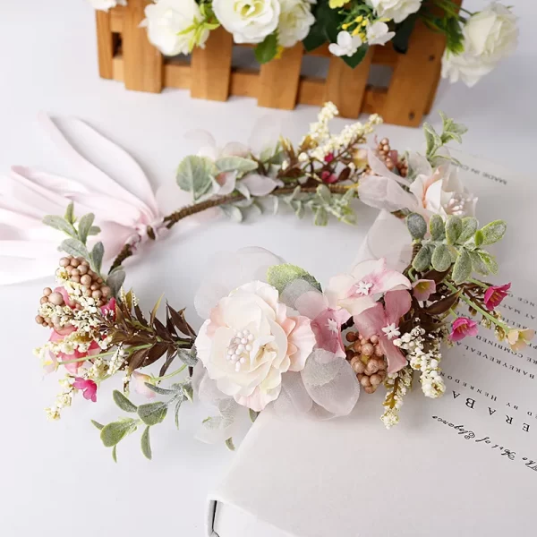 ohemian Flower Wreath Hairband – Vintage Simulation Flower Crown for Ostara & Easter 4