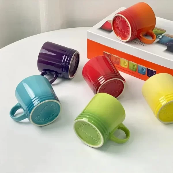 Popular Nordic Style Color Gradient Mugs Creative Macaron Mug Gradient Color Cool Color Rainbow Cup Ceramic Cups with Hand Gift 1