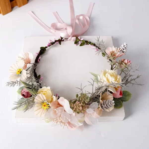 ohemian Flower Wreath Hairband – Vintage Simulation Flower Crown for Ostara & Easter 2