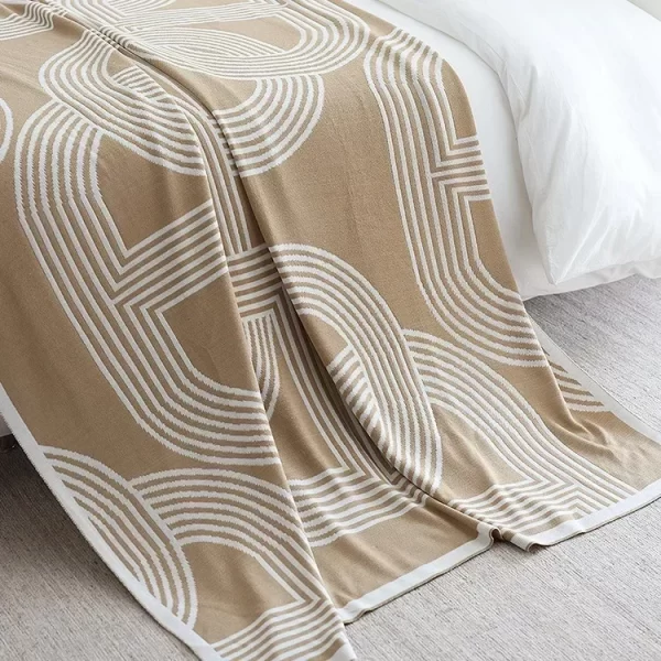 Nordic Geometric Knitted Blanket – Modern Elegance for Your Home 4