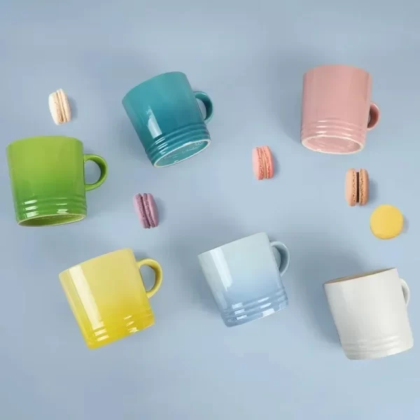 Popular Nordic Style Color Gradient Mugs Creative Macaron Mug Gradient Color Cool Color Rainbow Cup Ceramic Cups with Hand Gift 2