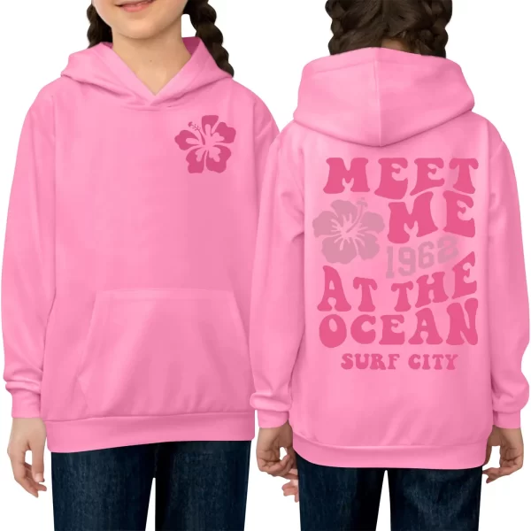 2025 Fashion Girl's Hoodie Long Sleeve Soft Sweatshirt Pink Palm Puff Print Graphic Kids Cute Pullovers Top Clothes For Kids 4