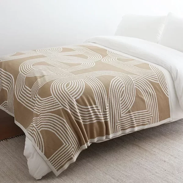 Nordic Geometric Knitted Blanket – Modern Elegance for Your Home 2