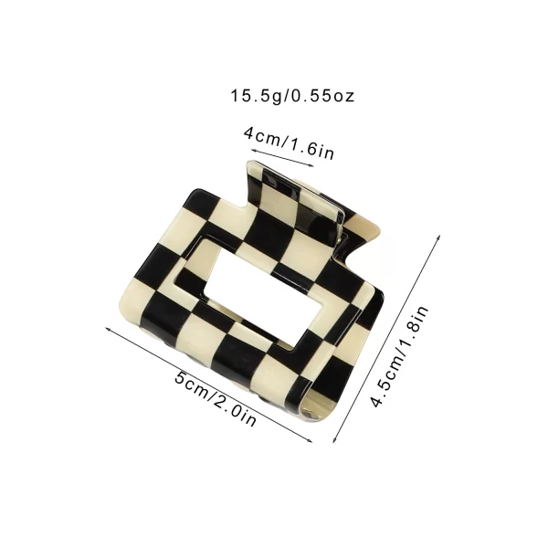 Small Square colorful checkered PVC Hair Clips – Color Block Lattice Shark Clip 5