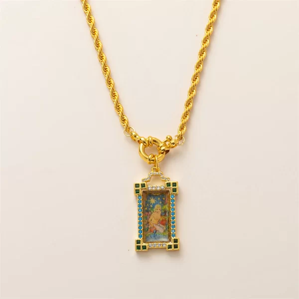 Bohemian Tarot Card Necklace – Sun, Moon, and Demon's Eye Gold-Plated Pendant 6