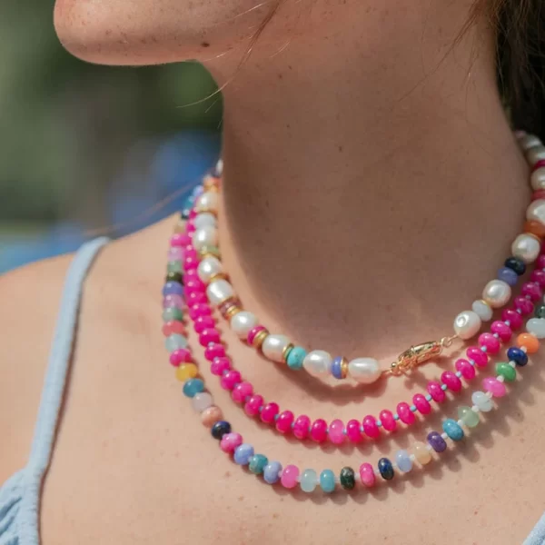 Natural Stone Gemstone Necklace – Lapis Lazuli, Olivine, Tourmaline, Opal, and Rainbow Mixed Gems 5