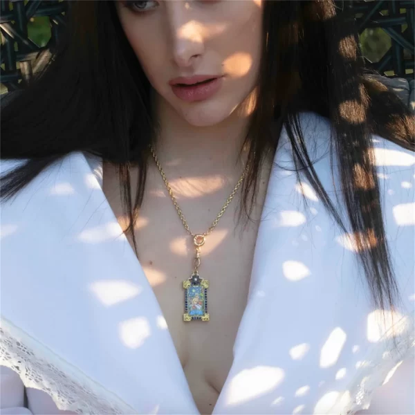 Bohemian Tarot Card Necklace – Sun, Moon, and Demon's Eye Gold-Plated Pendant 5