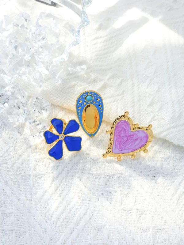 Bright Enamel Flower Ring – Elegant Women’s Fashion Accessory for Parties 4