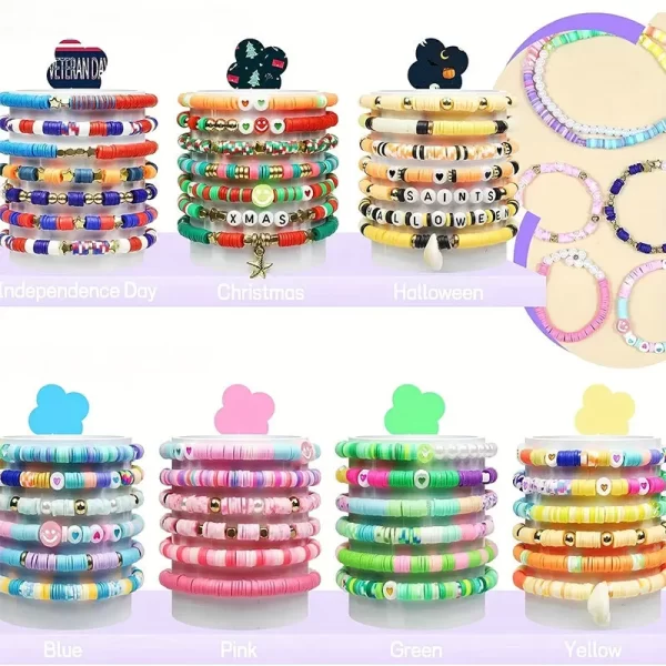 2 Box 24 Rainbow Color Clay Beads Bracelet Making Kit – DIY Jewelry Making & Letter Beads Set 3