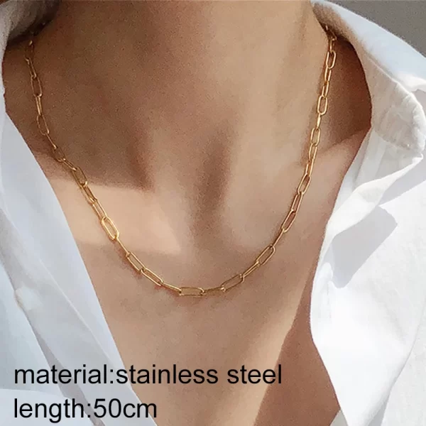 Heart Necklace– 32 Designs with Snake Box Chain, Stainless Steel Link, Gold Color Choker 4