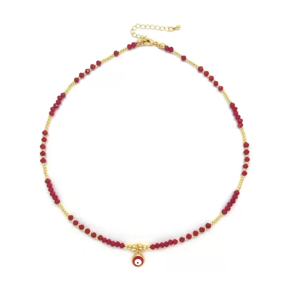 Star Red Heart Pendant Necklace Choker Beads & Evil Eye Jewelry 4