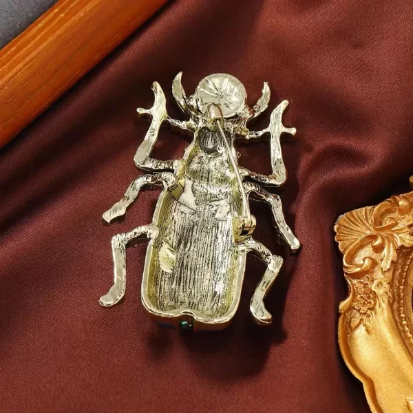 Vintage Rhinestone Beetle Brooch – Enamel Insect Pin 2