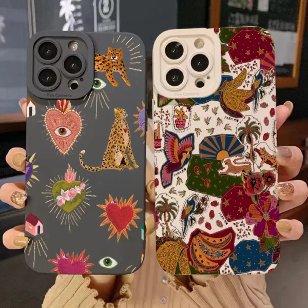 Floral Leopard Eyes Phone Case – Shockproof Silicone Cover for iPhone 1