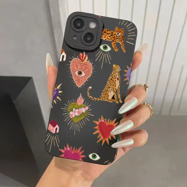 Floral Leopard Eyes Phone Case – Shockproof Silicone Cover for iPhone 2