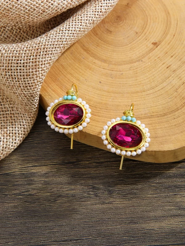 Trendy Flower Shaped White Pearl Ear Hooks – Creative Pastoral Style Earrings for Women 2