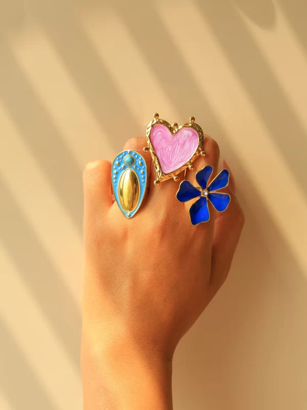 Bright Enamel Flower Ring – Elegant Women’s Fashion Accessory for Parties 2