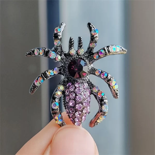 Vintage Cat's Eye Stone Spider Brooch – Designer Multicolour Party Pin for Women and Men 5