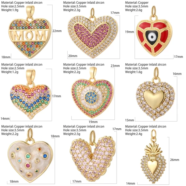 Heart Necklace– 32 Designs with Snake Box Chain, Stainless Steel Link, Gold Color Choker 3