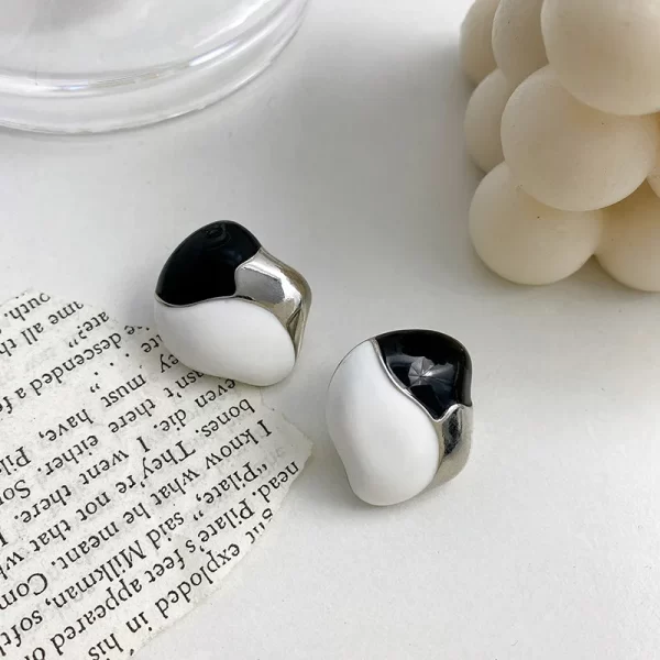 Retro Color Matching Enamel Ring & Earring Set – Irregular Punk Style Statement Jewelry 5