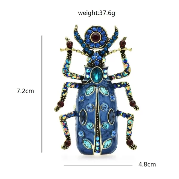 Vintage Rhinestone Beetle Brooch – Enamel Insect Pin 3