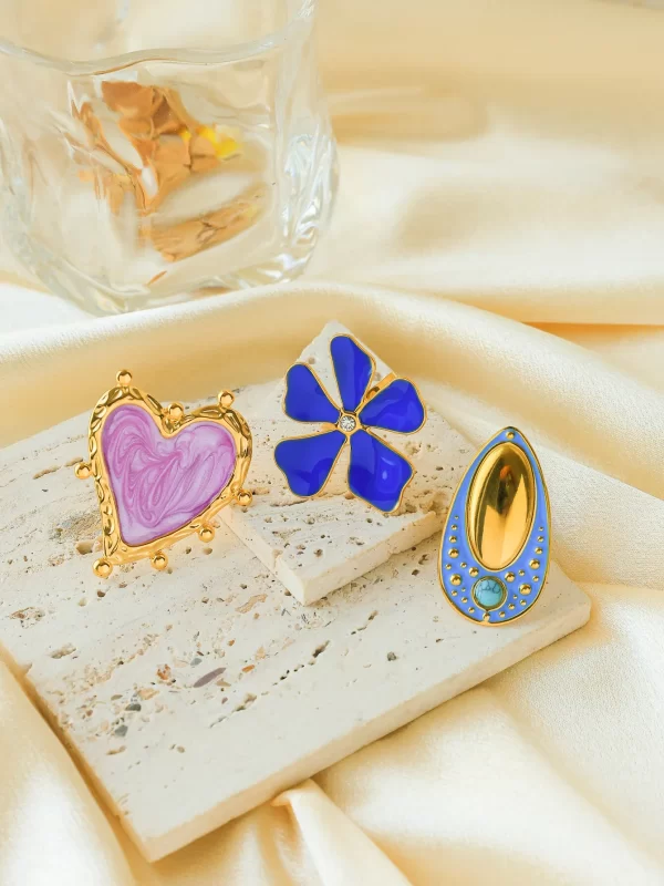 Bright Enamel Flower Ring – Elegant Women’s Fashion Accessory for Parties 5
