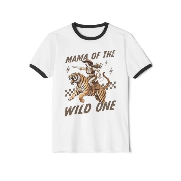Mama of the Wild One Ringer T-Shirt, Fun Vintage Tee for Moms, Gift for Mother s Day, Pet Lovers, Wild Motherhood - Image 5