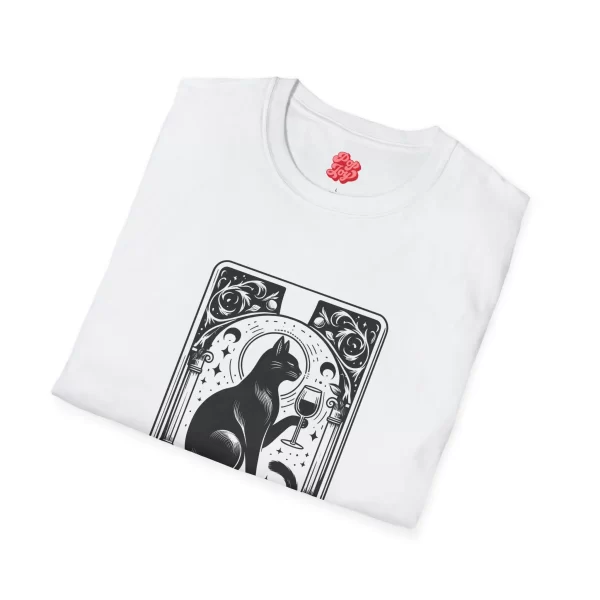 Tarot Cat Wine Lover T-Shirt, Cat Art Tee, Gifts for Cat Lovers - Image 4