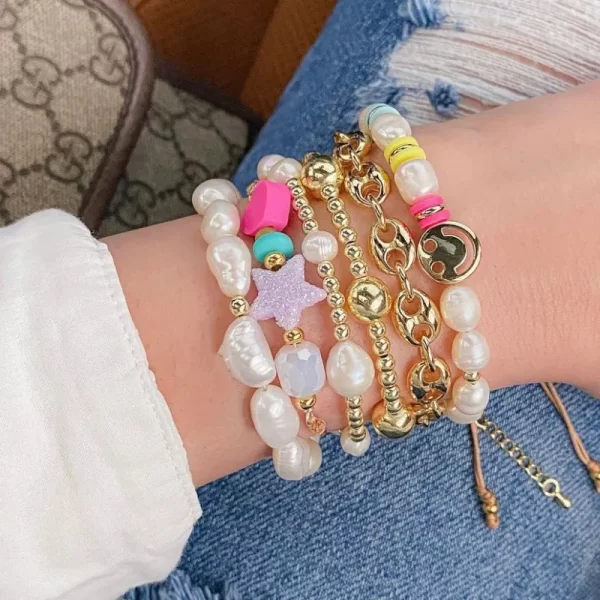 Boho Summer Beach Bracelet Set for Women – Y2K Accessories, Designer Jewelry with Natural Pearls, Pulseras Mujer 4