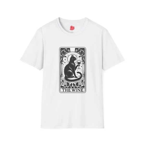 Tarot Cat Wine Lover T-Shirt, Cat Art Tee, Gifts for Cat Lovers