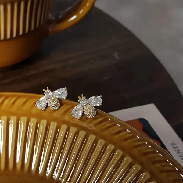 Temperament Cubic Zirconia Bee Stud Earrings for Women – Delicate Animal Crystal Jewelry Brincos, Wholesale Available 4