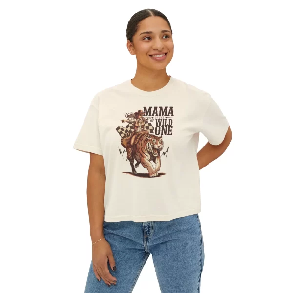 Mama of Wild One Boxy Tee, Womens Casual Top, Festival Wear, Birthday Gift, Gift for Moms, Wild Adventure Tee - Image 3