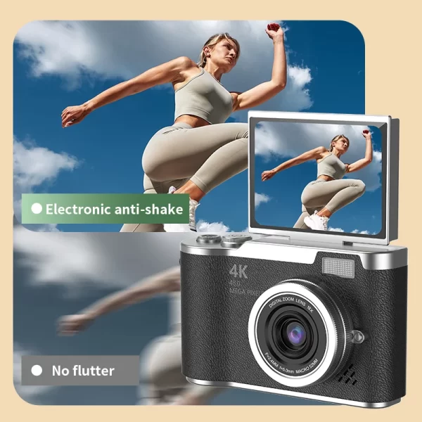 4K CCD 8X Digital Zoom Camera for Students – 48MP Compact Digital Photography Camera with 180° Flip Screen, Selfie Camera 2