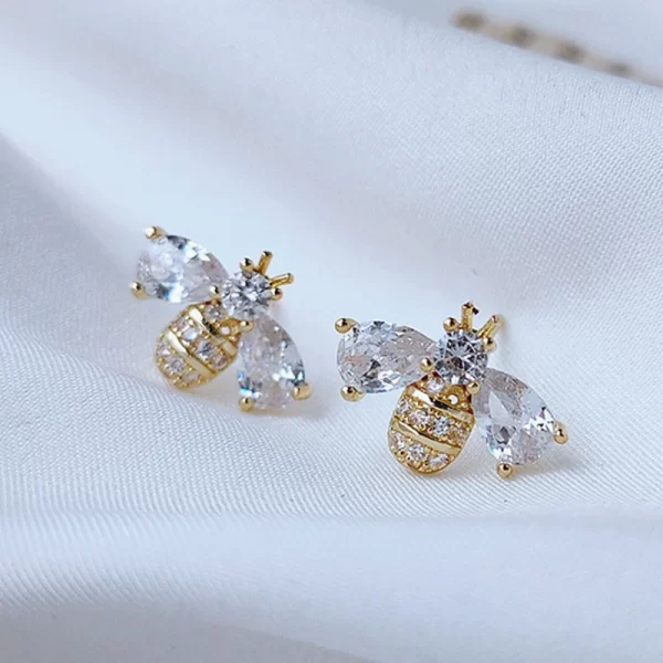 Temperament Cubic Zirconia Bee Stud Earrings for Women – Delicate Animal Crystal Jewelry Brincos, Wholesale Available 1