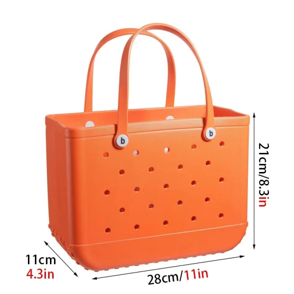 Durable Waterproof Jelly Beach Bag – Summer Rubber Tote & Storage Basket Organizer in Solid Colors 4